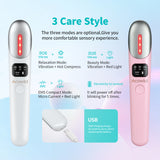 Portable Eye Massager Wand with Heated & Vibration Treatment for Relieving Eyes Dark Circles,Puffiness,Fatigue, Smart Sensor USB Rechargeable Facial Anti-Aging Galvanic Device